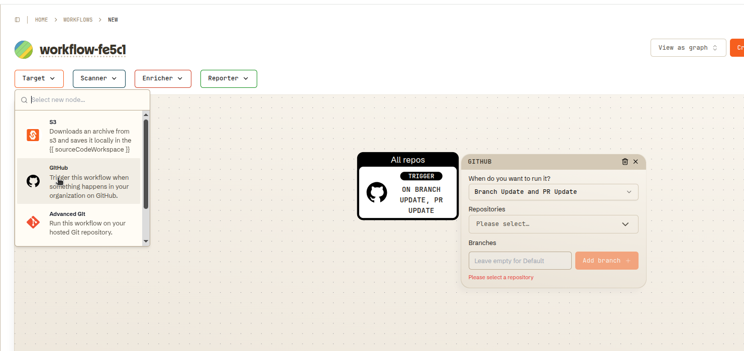 Github trigger settings add - screenshot