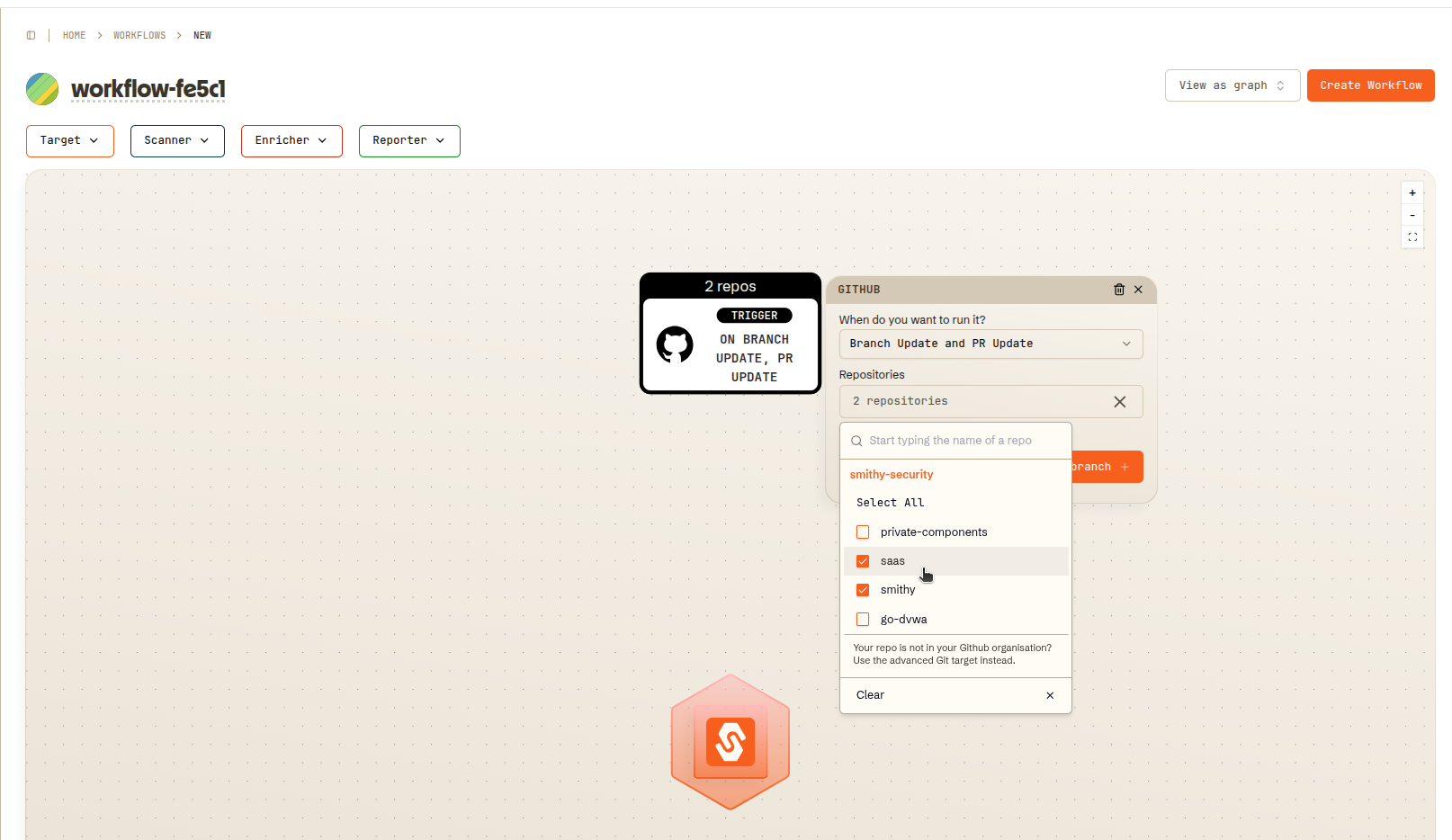 Github trigger settings set repo - screenshot