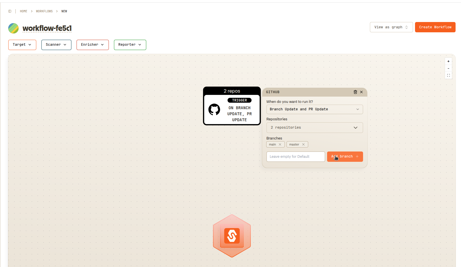 Github trigger settings set branches - screenshot