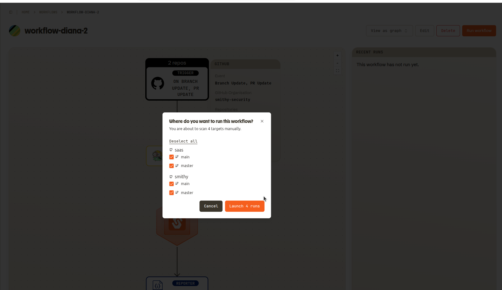 Github trigger run - screenshot
