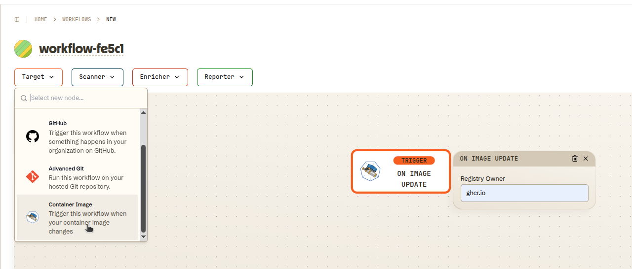 Image trigger settings screenshot